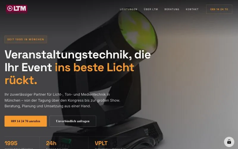 Website von LTM Veranstaltungstechnik